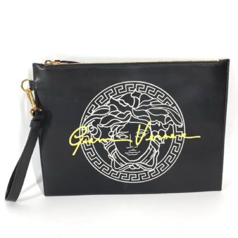 Versace Black Envelope with Silver Logo